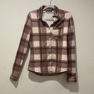 FOREVER 21 Brown Plaid Sherpa-Lined  Button-Up Shirt. Size XS
